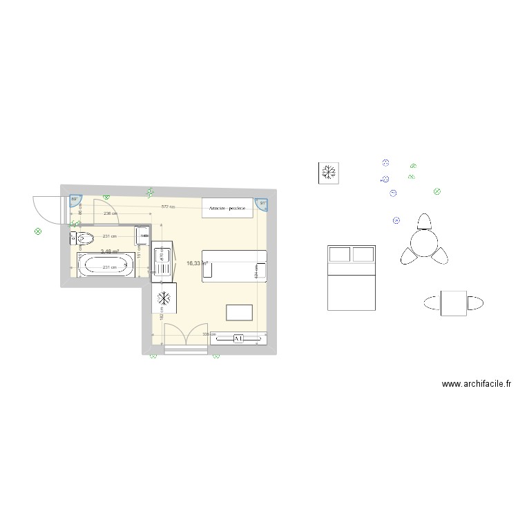 Plan elec. Plan de 2 pièces et 20 m2