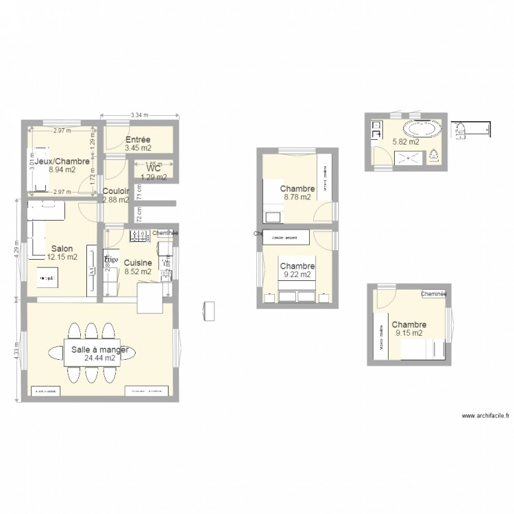 conflans rapide en 2 D  avec salon modifié. Plan de 0 pièce et 0 m2