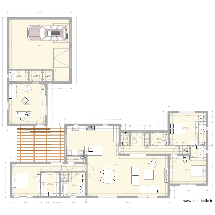 KIM1111. Plan de 20 pièces et 243 m2