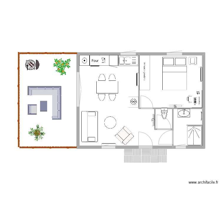 CASA. Plan de 4 pièces et 36 m2