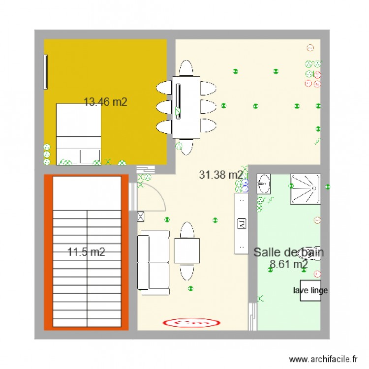 m delcour. Plan de 0 pièce et 0 m2