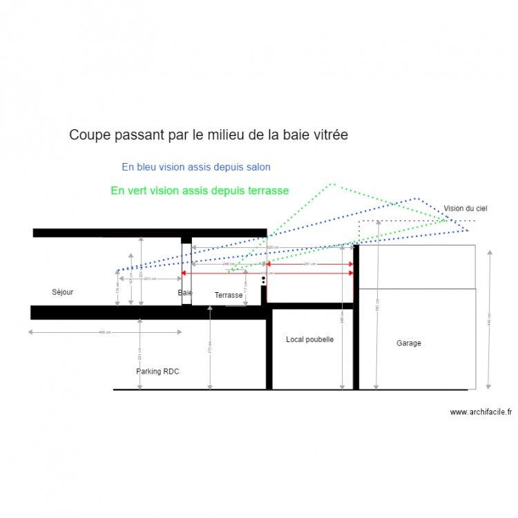 Coupe dpuiis milie baie vitrée. Plan de 0 pièce et 0 m2