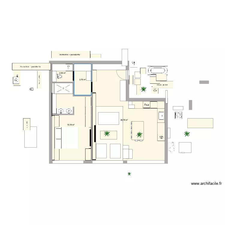 Thalassa 01 salon cuisine ok  dressing sdb aussi  . Plan de 