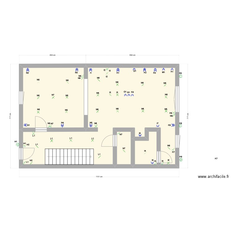 GAETAN REZ DE CHAUSSEE. Plan de 4 pièces et 65 m2