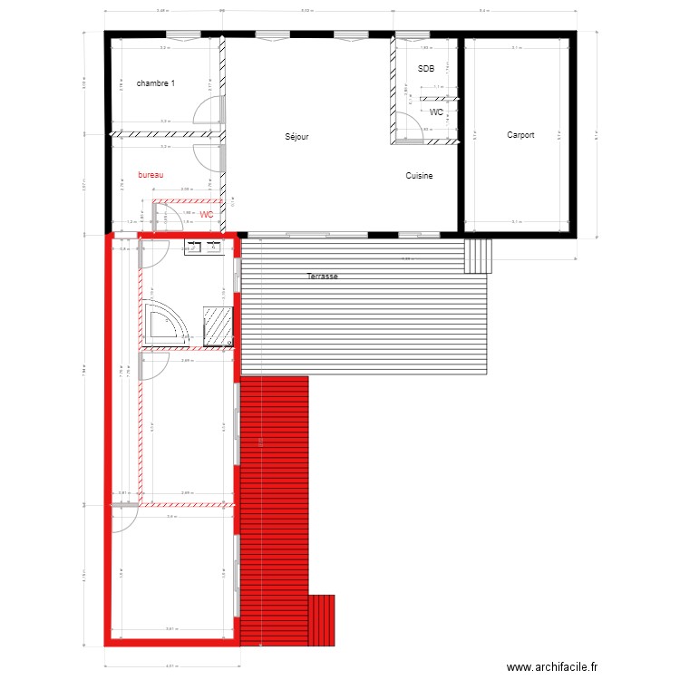 Lidy existant et Projet 2. Plan de 0 pièce et 0 m2