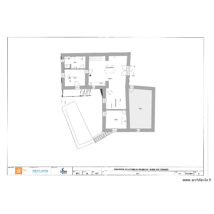 Bramadou R+1. Plan de 5 pièces et 148 m2