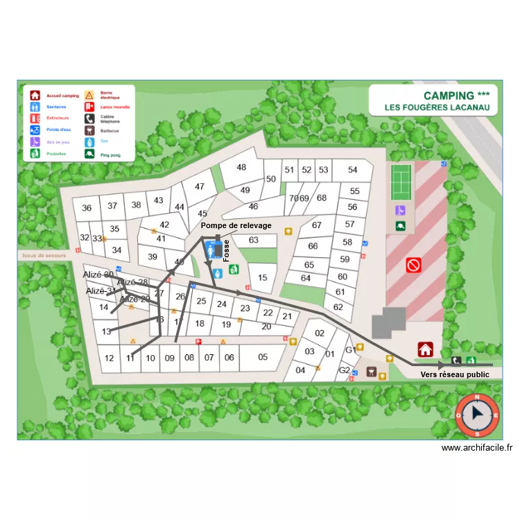 FOUGERES - EAUX USEES. Plan de 