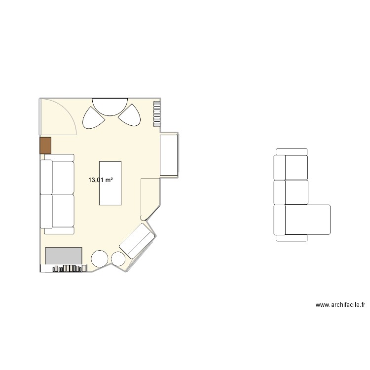 SALON. Plan de 1 pièce et 13 m2