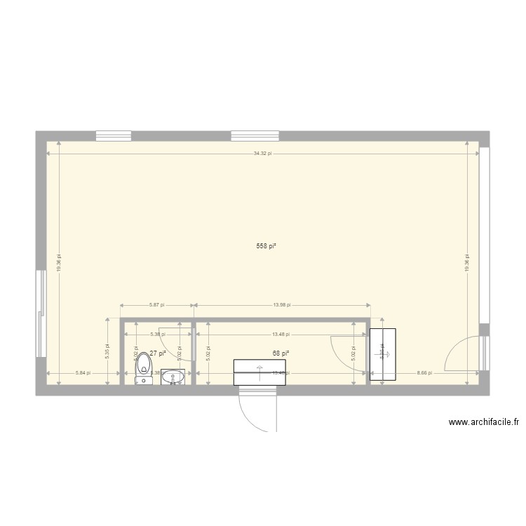 Plan Garage 9. Plan de 3 pièces et 61 m2