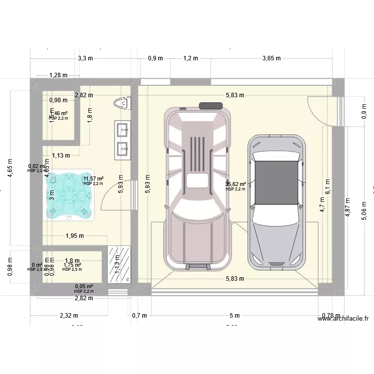 Extension BAS. Plan de 7 Pièces et 50 m²