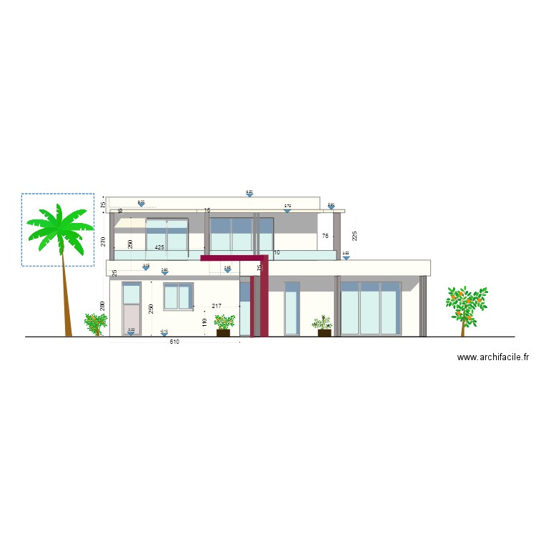Projet plan villa facade gauche. Plan de 0 pièce et 0 m2
