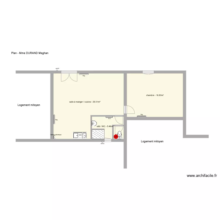 DURAND LOCATAIRE. Plan de 