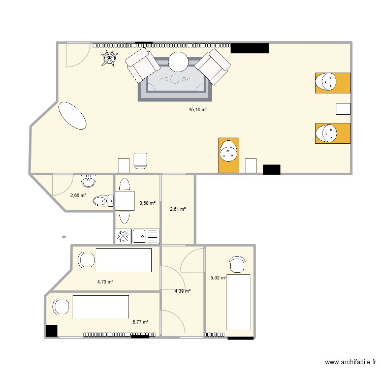 NEW BROW TERRASSIERE. Plan de 8 pièces et 74 m2