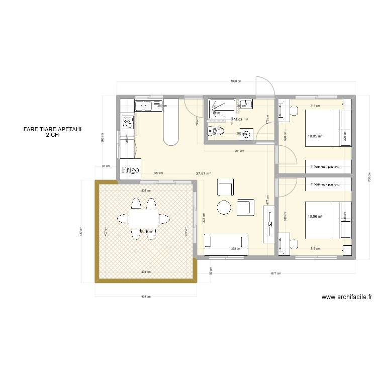 TIARE APETAHI 2CH. Plan de 5 pièces et 70 m2