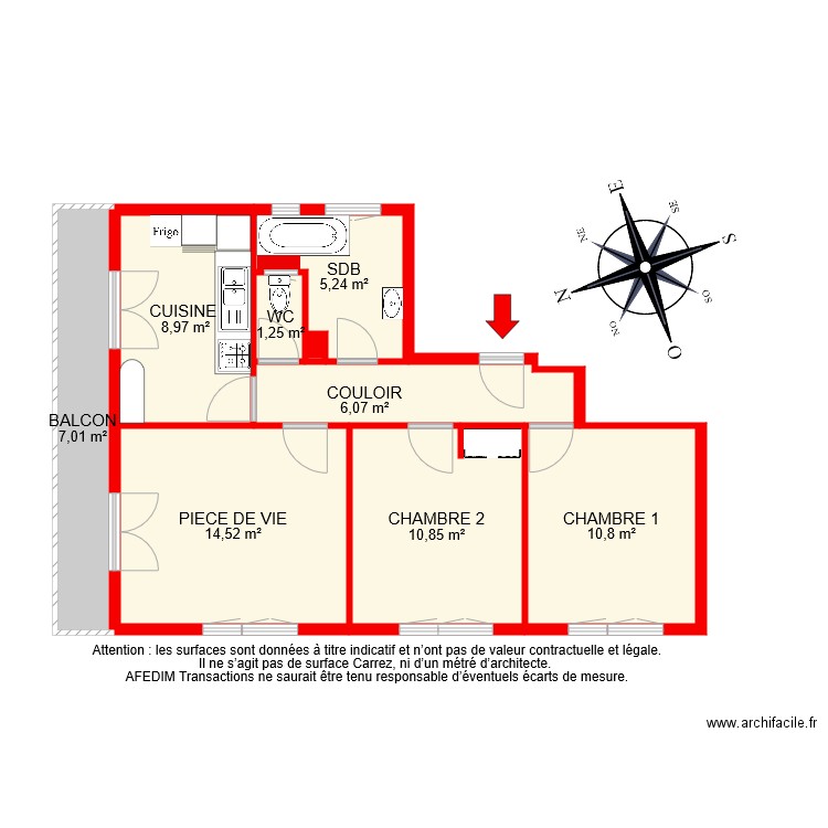 BI 8131. Plan de 9 pièces et 65 m2