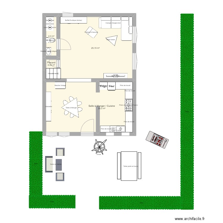 rdc SENAS. Plan de 4 pièces et 51 m2