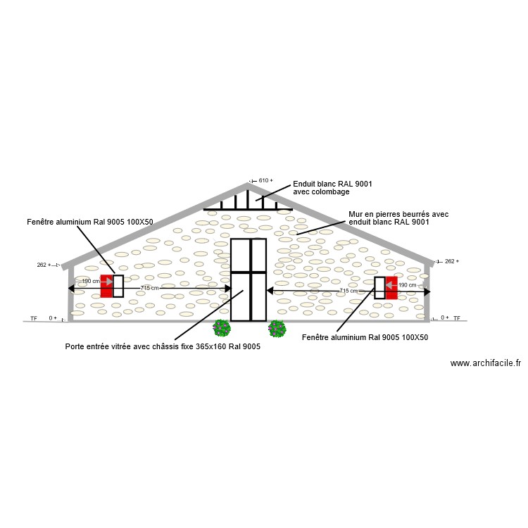 Facade Sud. Plan de 0 pièce et 0 m2