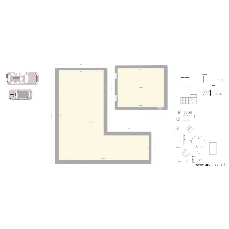 plan maison . Plan de 2 pièces et 181 m2