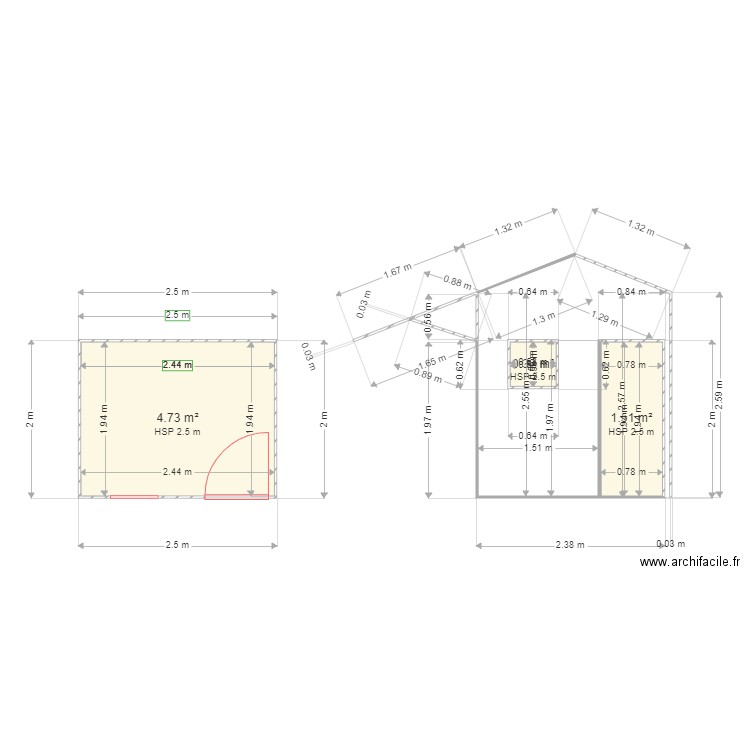 cabanon will. Plan de 3 pièces et 7 m2