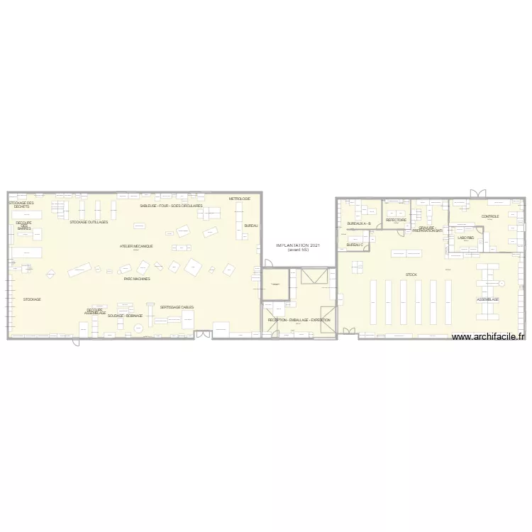 Implantation TE 2021 avant 5S. Plan de 