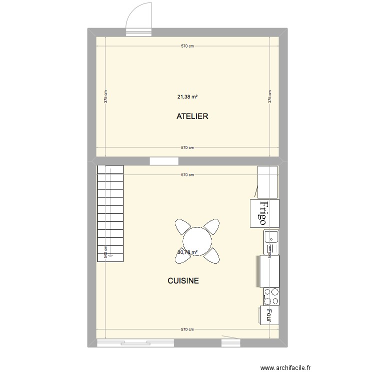 maison Chassy. Plan de 2 pièces et 52 m2