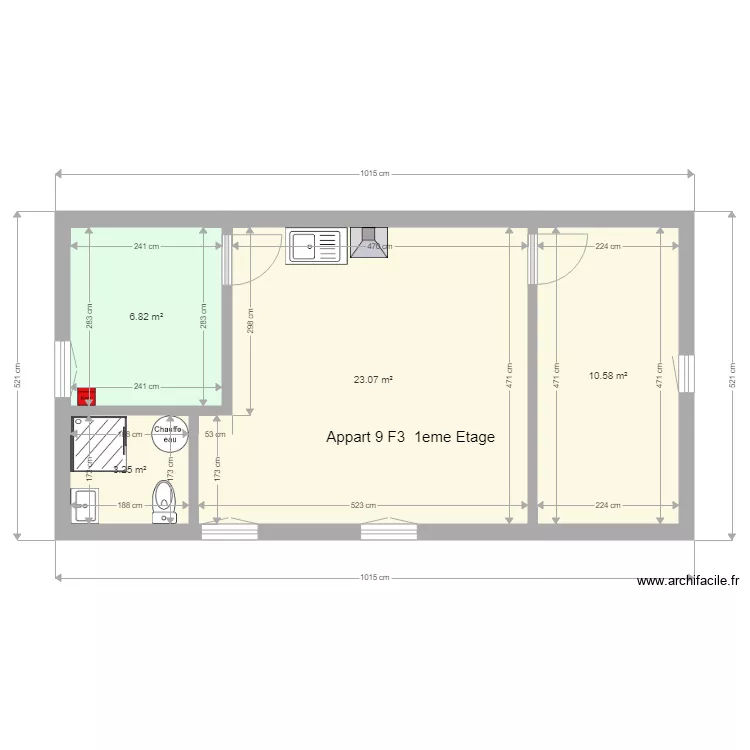 Le moulin Appart 9 F2 1 eme Etage. Plan de Le moulin Appart 9 F2 1 eme Etage. Plan de