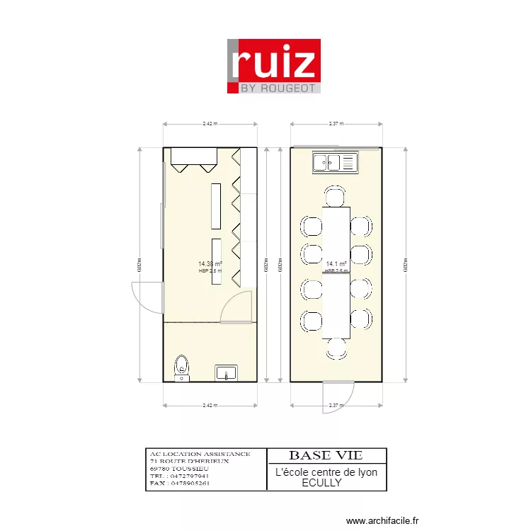 RUIZ ECULLY CENTRE DE LYON. Plan de 