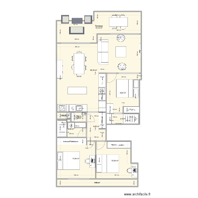 Pornichet T4 baseV1. Plan de 11 pièces et 98 m2