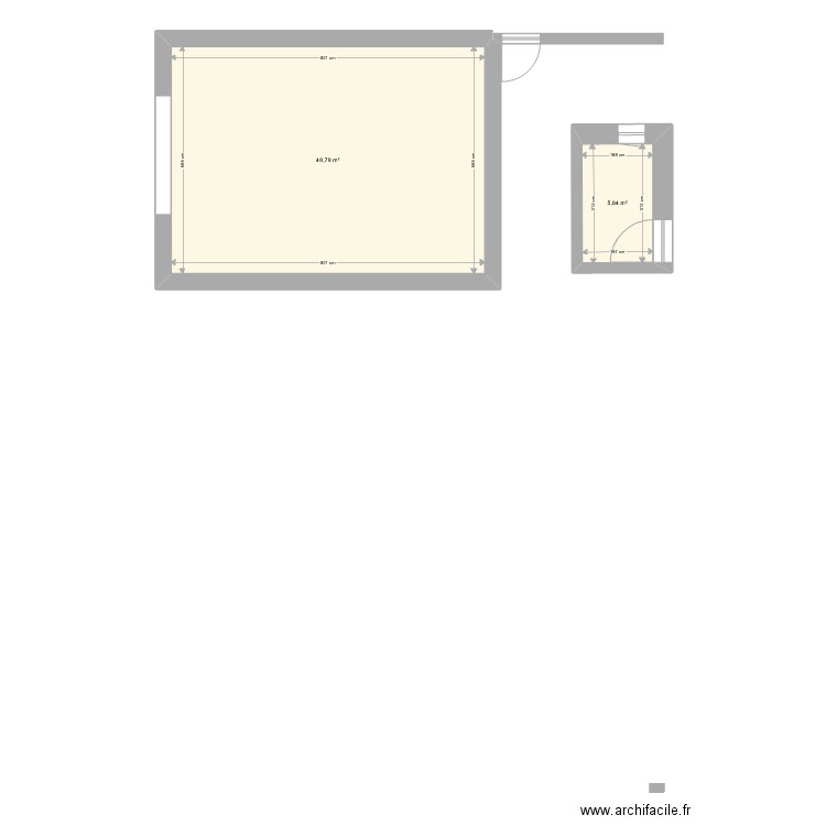 Rez. Plan de 2 pièces et 55 m2