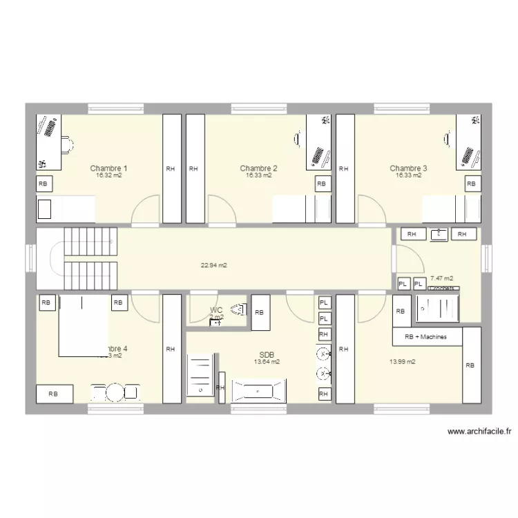 Maison Etage 16. Plan de 