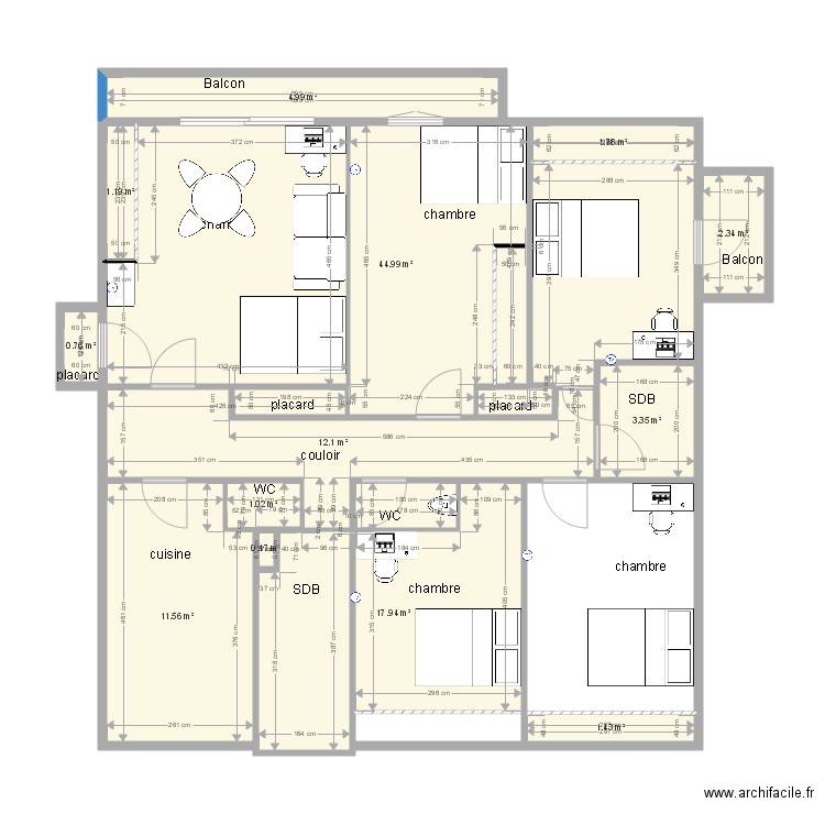 n 2 plein sud après. Plan de 0 pièce et 0 m2