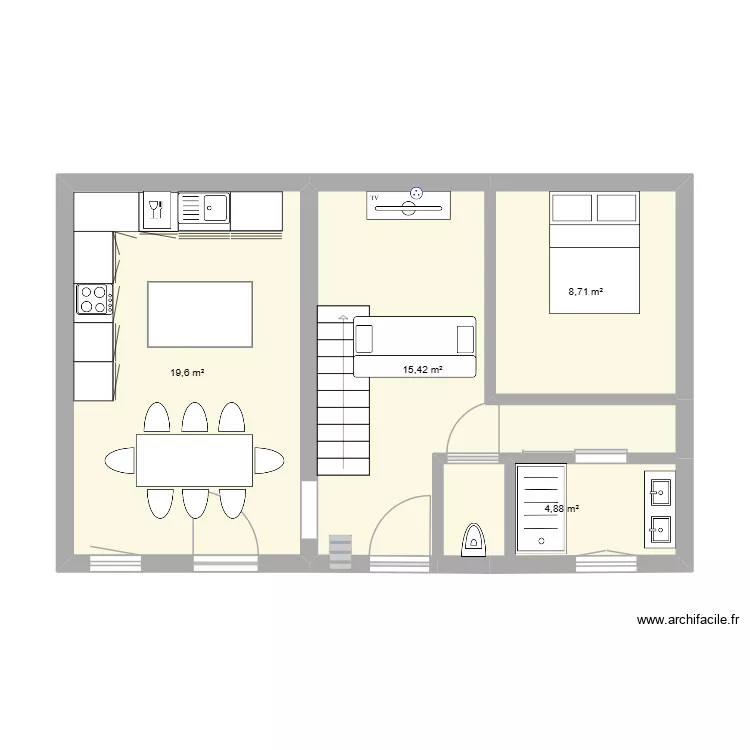 St Lazare - bas V4. Plan de 4  et 49 m²