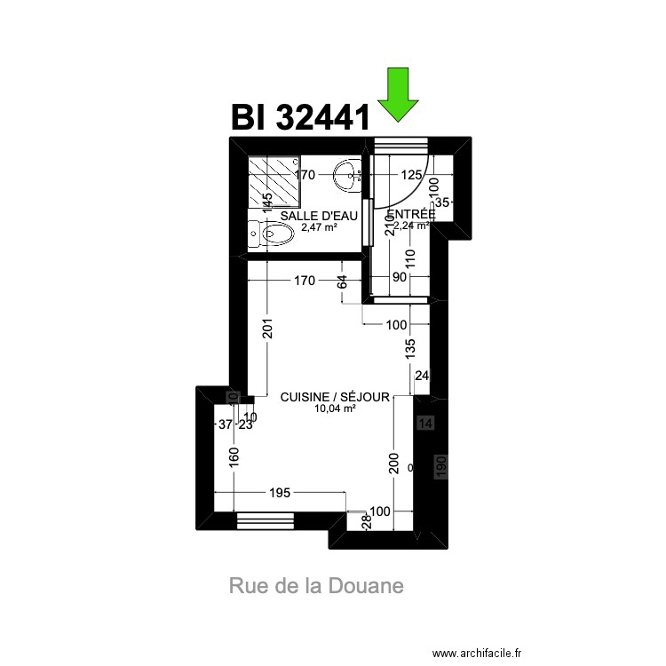 BI 32441. Plan de 4 pièces et 15 m2