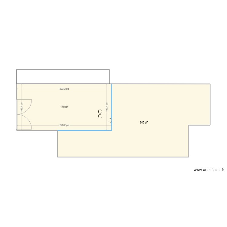 8559-PLAN-CÉRAMIQUE. Plan de 2 pièces et 44 m2