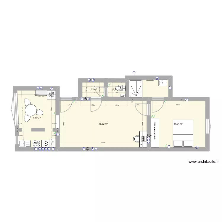 ETAGE GAUCHE. Plan de 5  et 43 m²