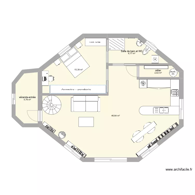 Maison rdc octo. Plan de 