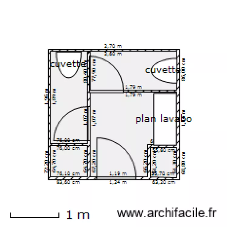 toilettes actuelles. Plan de 