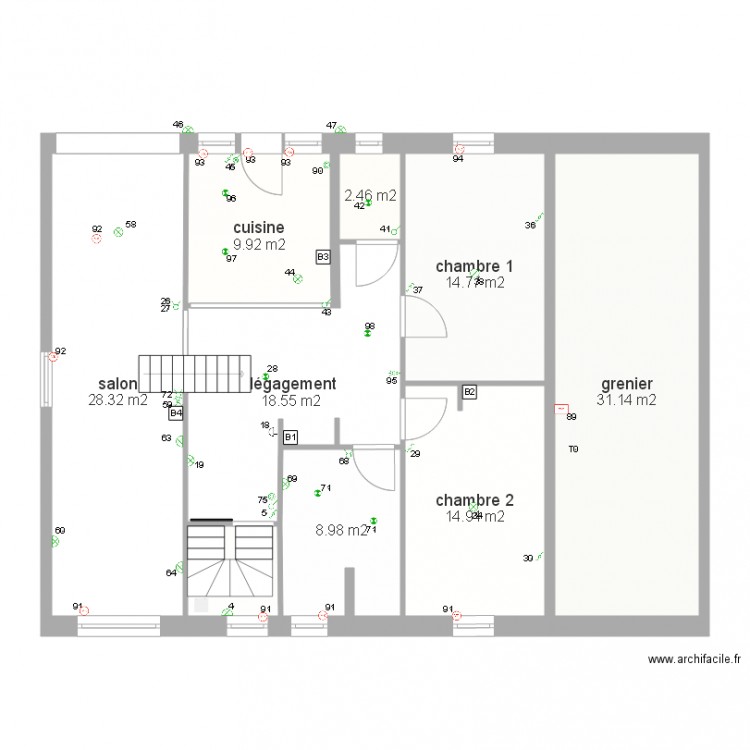 Eclairage 1 er etage. Plan de 0 pièce et 0 m2