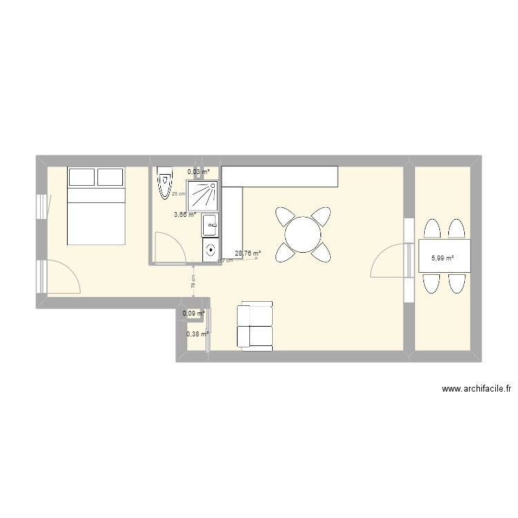 appartement les sablettes salle de bain 2. Plan de 6 pièces et 39 m2