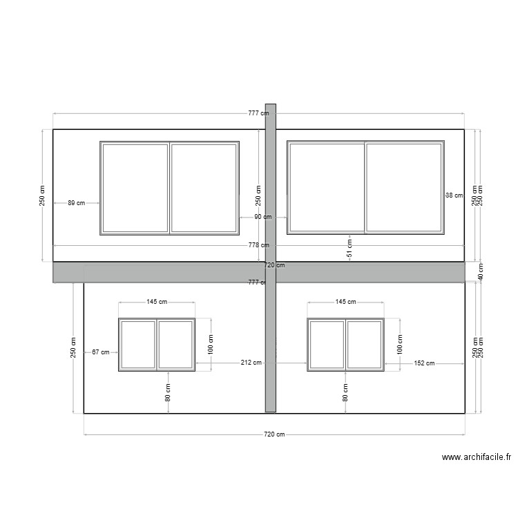 Plan Façade Nord Ouest. Plan de 0 pièce et 0 m2