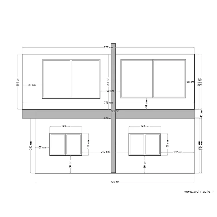 Plan Fa&ccedil;ade Nord Ouest. Plan de 