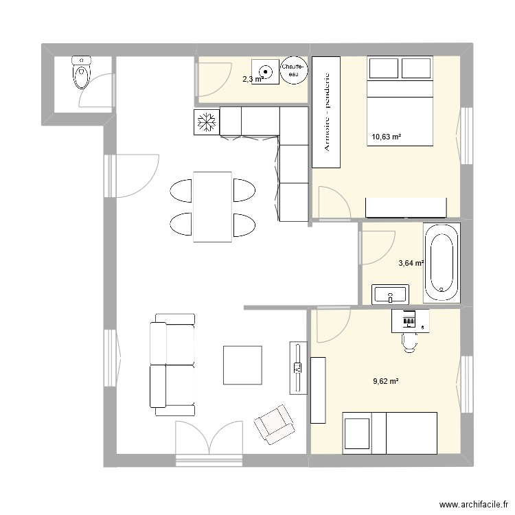 Maison cenon brunereau. Plan de 4 pièces et 26 m2