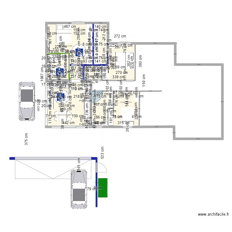 MAISON VARCES VERSION HANDI. Plan de 8 pièces et 81 m2