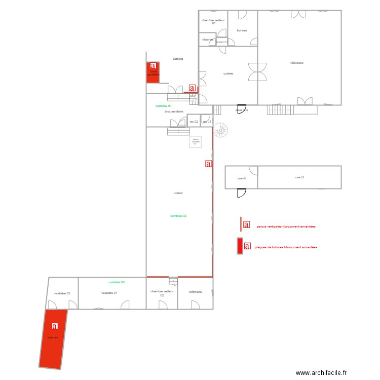  salver bat1 rdc amiante. Plan de 0 pièce et 0 m2