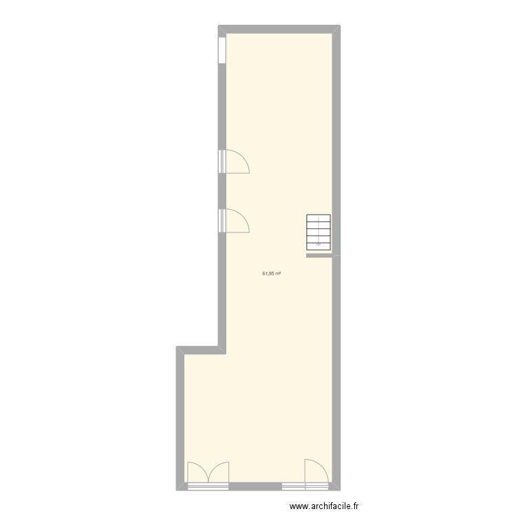 labo. Plan de 1 pièce et 62 m2