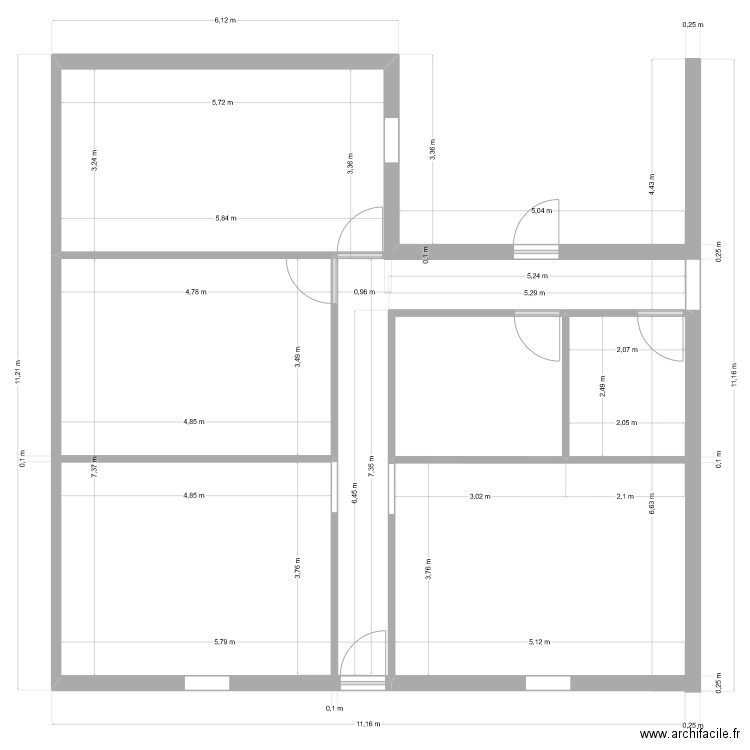 Extension laboratoire. Plan de 1 pièce et 7 m2