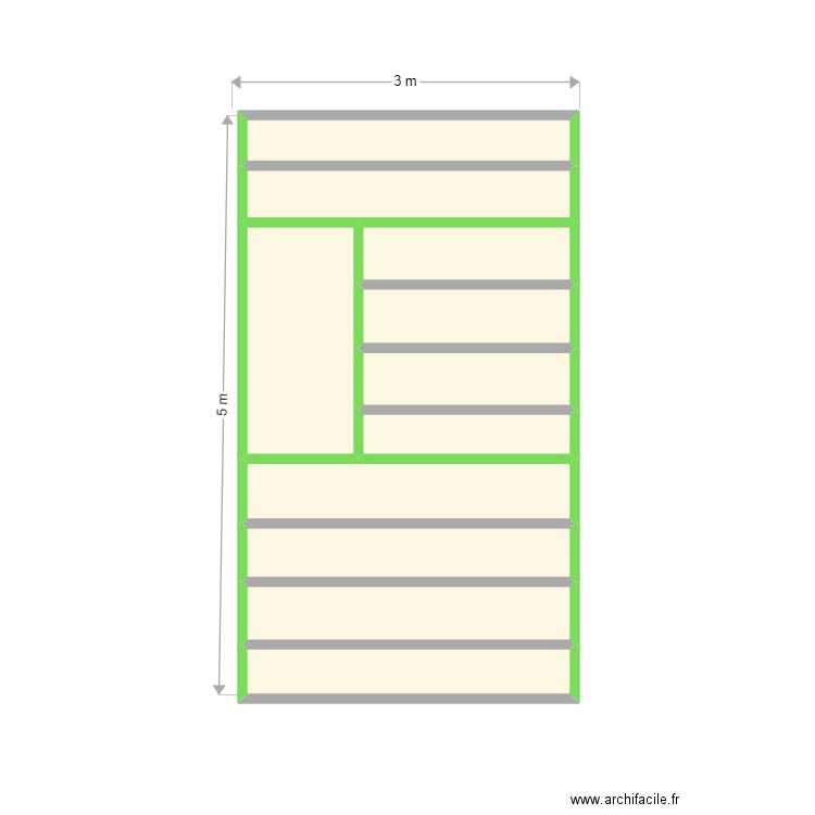 mezzanine. Plan de 11 pièces et 12 m2