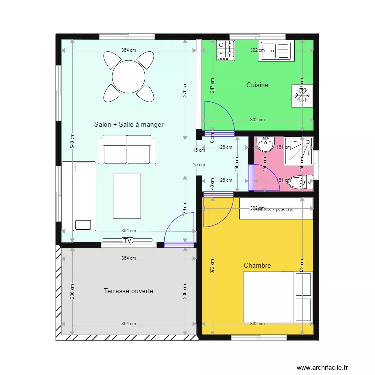 Studio 1 Chambre. Plan de 