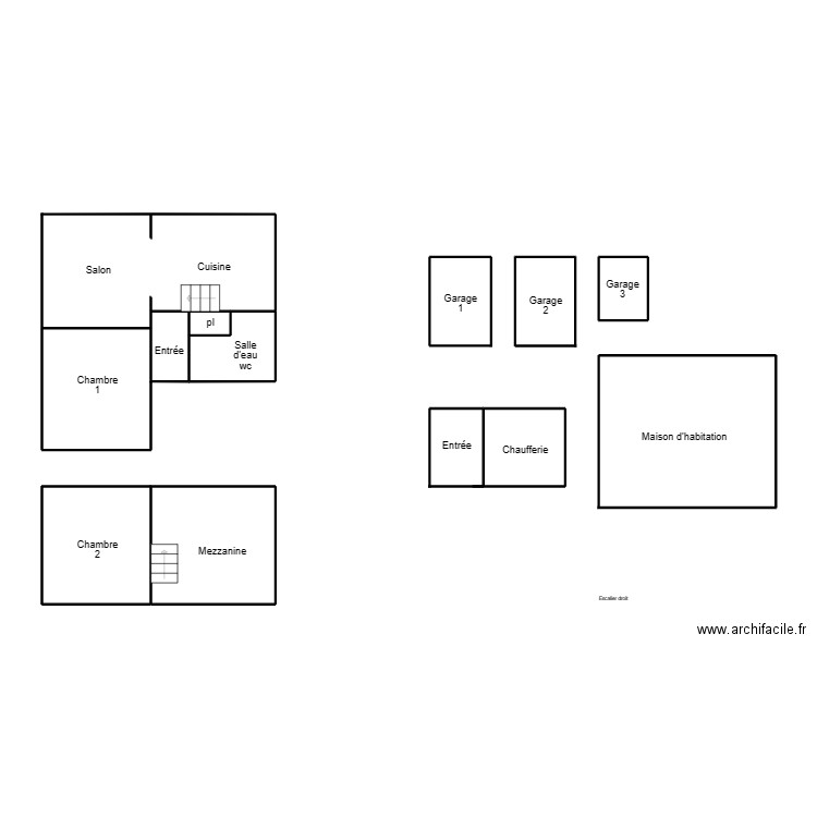 ROSPORDEN RIOU 1. Plan de 5 pièces et 25 m2