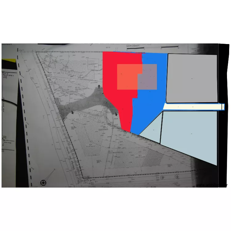 PLAN BORNAGE SIGNATURE LIMITE bleu LOT 366 et LIMITE ROUGE 360 ok mesures 25 mars 2019. Plan de 